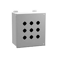 Hammond Manufacturing 1489P4 ກອງປຸ່ມກົດ N12 Hinged PB Encl - 4 PB x 30.5mm - 8.25 x 7.25 x 6.00" - ຄ້າງແລະສີເຫຼືອງ