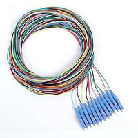 Megladon Manufacturing 12DX111-003M ການປະກອບສາຍເສັ້ນແສງ Fiber Optic Singlemode 12F LCUPC Fiber Optic Pigtail Set, 900um, 12 ສີ, 3 ແມັດ
