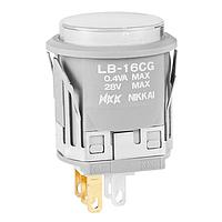 NKK Switches LB16CGG01-6B-JB ປຸ່ມກົດສະຫນອງ SPDT ON-ON RND WHT LED CLEAR/WHITE CAP