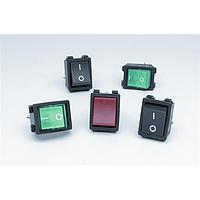E-Switch R5BWHTGRNFF1 ສະຫນັບສະຫນູນ Rocker 15A 250V DPST ເປີດ-ປິດ ໄຟໄຟ້ Neon