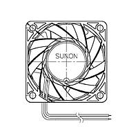 Sunon PF60381BX-000U-A99 ພັງລົມ Axial Axial, 60x60x38mm, 12VDC, 75.2CFM, 3.28"H2O, ເລີ່ມຕົ້ນອັດຕະໂນມັດ, ການໄຫຼຂອງອາກາດສູງ