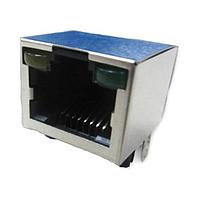 Amphenol Commercial Products RJHSE5F87A1 ຕູ້ຕໍ່ແບບມົດູແລ / ຕູ້ຕໍ່ແບບ Ethernet RJ45 RA ປົກກັນສະໄອດ W/ LEDs