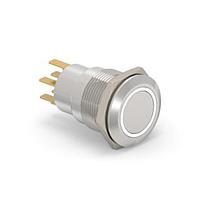 Alcoswitch - TE Connectivity 6-2213764-4 ປຸ່ມກົດສະຫນອງ Pushbutton Switches AV19 DPL 0.4VA FIX RING LED ຂາວ 24V