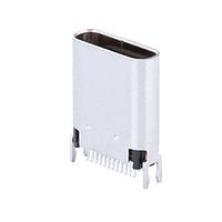 Same Sky (formerly CUI Devices) UJ32-C-V-G-FMT-4-P24 USB Type C Type C, 3.2, ຕັ້ງຕົ້ນ, ກະທົບທອງ 3u, F Splint Mount, PCB 1.0mm, 24 ພິນ, EMI