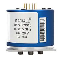 Radiall R574F43600 ສະຫນັບສະຫນູນ Coaxial Switches SP6T Terminated Ramses SMA 26.5GHz Latching Self-CO 28Vdc Diodes Pins Terminals