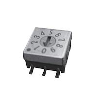 Nidec Components SMR7016C-1E ສະຫນອງສະລັບຫຼັກສອງ 16 POS Real Coded DIP Rotary switch, 1 A @ 20mV DC, Flush Actuator, Upright Gull Wing SMD term