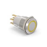 Alcoswitch - TE Connectivity 5-2213764-0 ປຸ່ມກົດສະຫນອງ AV19 DPM 0.4VA FIX RING LED ເຫຼືອງ 12V