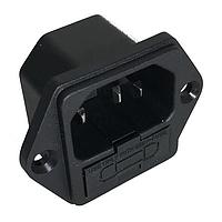 Delta Electronics, Inc. SK-1000 ຕູ້ເຊື່ອມຕໍ່ IEC, 250VAC, 15A (UL/CSA)/10A (VDE), ຕິດຕັ້ງດ້ວຍການສະແກນດ້ວຍກະແຈ, ຟິວດເອົາເທົ່າໜຶ່ງ