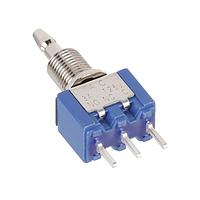 Nidec Components 8R1022-N-Z ປຸ່ມກົດປິດປ້ອມ SPDT, ON-(ON), ປຸ່ມກົດປະຕິບັດງານດ່ວນ, ການກວດສອບການຍືດ 1/4"-40, ເຄື່ອງຕໍ່ຕົວ PC ແບບຕົວໂດຍກົງ, 3A @ 125V AC