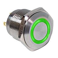 E-Switch PV6F240SS-331-M01 ຕ້ານການທຳລາຍ Anti-vandal, SPST, Off-(On), ຕິດຕູ້, ດ້ານໜ້າ, ສີເງິນ, LED, ສີຂຽວ, ສະຫນັບສະຫນູນພະລັງງານ, IP65