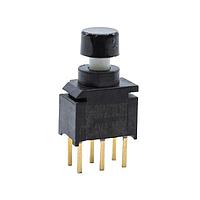 E-Switch 800UDP8P1A1M2RER1BLK ສະຫງວນ TOGGLE ປິດຜ່ານ, 0.4VA 20VAC/VDC, DPDT On-(On), ດ້ວຍຮູ Hole PC Pin