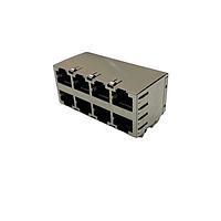 Adam Tech MTJG-8-88JX1-FSG-PG ຕູ້ຕໍ່ແບບ Modular / ຕູ້ຕໍ່ Ethernet 8P8C 8 PORT TYPE JX SHIELD GRND TAB BLK