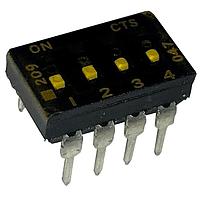 CTS Electronic Components 209-4LPSTFD ສະລັບ DIP ຜ່ານຮູ, DIP SWITCH ທອງ, 4-ຂາ, ຕົວກະທົບຮູບແບບຕ່ຳ, ການປິດທ້າຍ, ການປິດດ້ວຍເຊື້ອມ, ອອບ, ແບບຂາສົງ, ກະປ່ອງທູບ