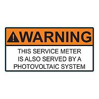 HellermannTyton 596-00747 ປ້າຍປະກັບແສງອາທິດ Solar Label, WARNING SERVICE METER SERVED BY PV SYSTEM, 4.0" x 2.0", VL, ສີສົ້ມ, 10/pkg