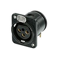 NEUTRIK NC3FDM3-H-B ປະຕູຮັບ 3P FEM PCBH RECEPT BLK/GOLD M3 MNT HOLE