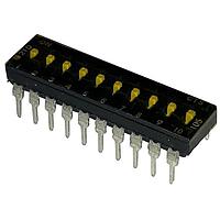 CTS Electronic Components 210-10MSTF ສະຫນັບ DIP ຜ່ານຮູ, DIP SWITCH ກະທົບທາງທາງທາງ, 10-ຂາ, ຕົວກະທົບລະດັບກາງ, ການປິດທ້າຍ, ການປິດທ້າຍດ້ວຍເຊື້ອກ, ອອບ, ກະປ່ອງທີບ