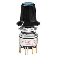 NKK Switches MRK112-BG ສະຫນັບສະຫນູນການຫຼຽນວຽກ SP 12 POS LOW SHAFT ACTR PC BLU TIP KNOB