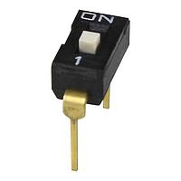 Same Sky (formerly CUI Devices) DS04-254-1S-01BK ສະຫນາມສະລັບ DIP Switch, SPST, 2.54 pitch, ຕົວກະທົບສູງ, ເຂົ້າສັ້ນ, 1 ຕຳແໜ່ງ, ສີດໍາ