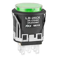NKK Switches LB26CKW01-5F-JF ປຸ່ມກົດສະຫນອງ DPDT ON-ON RND GRN