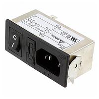 Delta Electronics, Inc. 06AE2 ໂມດູນເຂົ້າພະລັງງານ Module EMI Filter, 115/250VAC, 6A, Snap-In, N/A-Lug, SIP Switch