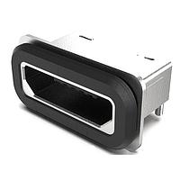 GCT (Global Connector Technology) USB3505-30-A ພິນຕິດບອດ PCB ປະເພດ Micro B ຕິດບົດດ້ານເທິງ, ຕິດບົດດ້ານເທິງ-SMT, R/A, 30u", ມີກ່ອງຢືດ, T&R, IP67