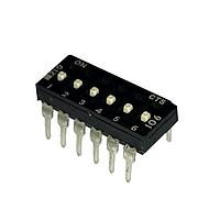 CTS Electronic Components 210-6MSF ສະຫນັບ DIP ຜ່ານຮູ, DIP SWITCH ກະທົບທາງທາງທາງ, 6-ຂາ, ຕົວກະທົບລະດັບກາງ, ການປິດລຸ້ນລຸ້ນ, ອອບ, ຊຸດທີບ