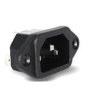 Io Audio Technologies IO-C14SP-48 ຕົວເຊື່ອມ IEC Chassis Connector, C14, Screw-On Panel Mount, 4.8mm Tabs