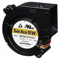 Sanyo Denki 9W1BM12P2H001 ພັກລະບົບ DC Blower, 97x33mm, 12VDC, 38.5CFM, Splash Proof, Ribless, Ball, Tach/PWM, IP68