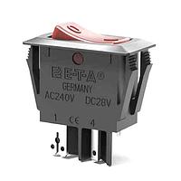 E-T-A Circuit Breakers 1410-F110-P1F1-W14QE2-1A Thermal Overcurrent Min Ord Qty 50. Miniaturised single pole rocker switch/thermal circuit breaker combining ON/OFF switching and extremely fast overload performance in a single component (S-type TO CBE to EN 60934/IEC 934). Under overload conditions an internal neon (f