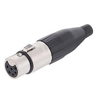 Amphenol Audio AC6AFJ ຕົວເຊື່ອມສາຍສະເພາະ 6 ໂພນ XLR ຜູ້ຍິງ ຕົວເຊື່ອມສາຍສະເພາະ ຕິດຕໍ່ດ້ວຍການຂັດຂວາງ ຕົວຢືດສາຍຂະໜາດໃຫຍ່ ສີນິເຄວີສົດ