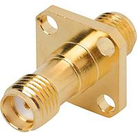 Amphenol SV Microwave 2991-6007 ຕົວແປ RF - ໃນຊຸດ SMA F ເຖິງ F ຕົວແປຕິດຕັ້ງ FlangeMnt, 4 ຮູ