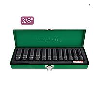 TOPTUL GDAD1201 ຊຸດ 6PT Flank Deep Impact Socket Set (12pcs, 3/8", 8~19mm)