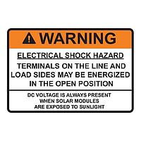 HellermannTyton 596-00879 ປ້າຍປະກັບແສງອາທິດ Solar Label, WARNING ELECTRICAL SHOCKDC VOLTAGE, 3.75" x 2.5", VL, ສີສຸດສົດ, 50/roll