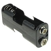 Eagle Plastic Devices 12BH322B-GR ຄລິບແບດເຕີຣີ 2 "AA" ມີປຸ່ມກົດ ສີດຳ