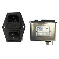 Adam Tech PLF-11C2-10A-Q-R5 ມູດເຂົ້າພະລັງງານທີ່ມີການກັ້ນກວດ Filtered Power Entry Module, Medical Grade, 115/250VAC 10A, dual fuse and switch, vertical flange mount
