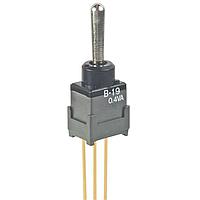 NKK Switches B19AW ປຸ່ມສະຫງວນຍ່ອຍປອດໄພຕໍ່ກັນກັບການປ່ຽນສະຖານະຕິດຕັ້ງ ON-OFF-(ON) .394 BAT ຍືດອອກ PC .4VA