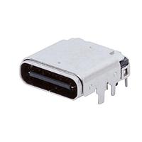 Same Sky (formerly CUI Devices) UJ32-C-V-G-SMT-P24-TR USB Type C Type C, 3.2, ຕັ້ງຕົ້ນ, ກະທົບທອງ 1u, ຕິດຜູກພາຍນອກ, 15mm, 24 ຂາ, T&R