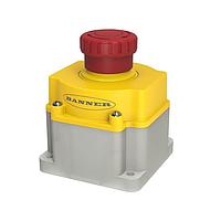 Banner Engineering SSA-EB1PL-02ED1Q5B Push-Pull Emergency Stop: Flush Mounting 40 mm Push Button; Environ. Rating: IP65; Lighted; Color: Red Solid; 2 N.C. Safety Contacts; Siemens ET200Pro; 5-pin M12 QD
