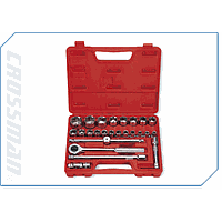 Crossman 99-085 25 Pcs. 1/2 inch Drive Metric Socket Set-Blow Mold Box ( 20 drive sockets 6 point 8-32 mm, 4 drives, 1 Universal joint)
