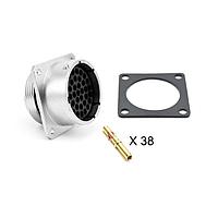 Amphenol SINE Systems RT002238SNH-K ຊຸດຕິດຕໍ່ສາຍ ຊຸດຮັບສາຍ, ຂອງມຸມສີ່ແຫ່ງ, 38 ຕໍ່ຕຳແໜ່ງ, ຍິງ, ຂະໜາດເປັນເລກ 22, ມີຕິດຕໍ່ທອງຂັດ, ຂະໜາດ 16 (18-16AWG), ກັດຊະຕ໌