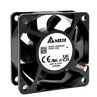 Delta Electronics, Inc. QFR0624DHP5 ພັງລົມ DC Axial, 60x60x25.4mm, 24VDC, 49.5CFM, 8.4W, 55dBA, Tach/PWM, IP55