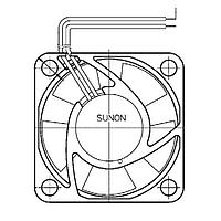 Sunon PMD4806PTV3-A.U.GN ພັງລົມ Axial Axial, 60x60x25mm, 48VDC, 29CFM, 0.36"H2O, Vapo, Wire, Auto Restart