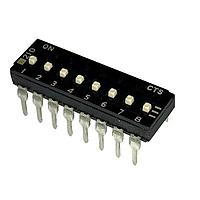 CTS Electronic Components 210-8MSF ສະຫນັບ DIP ຜ່ານຮູ, DIP SWITCH ກະທົບທາງທາງທາງ, 8-ຂາ, ຕົວກະທົບລະດັບກາງ, ການປິດລຸ້ນລຸ່ມ, ອອບ, ຊຸດທີບ