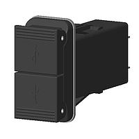 Carling Technologies V-USB-24-G11-2BB1 ຕູ້ຊາວແບດເຕີຣີ 3.15A 12-24V ພອດ USB ຄູ່ ສີດຳ IP64