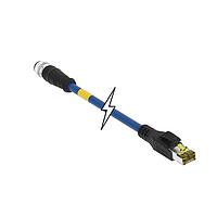 Molex 1203410505 ສາຍສັນຍານ Cat 6a CORDSET M12 TO RJ45 CAT6A ສີຟ້າ PUR 5M