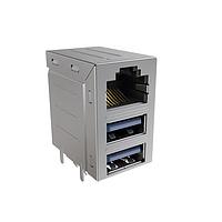 Amphenol Commercial Products RJE361882205 ຕົວເຊື່ອມຕໍ່ຊຸດ RJ ທີ່ຢູ່ບໍ່ລຽງກັນຢູ່ຫຼາຍກວ່າສອງ USB ປະເພດ A 3.0