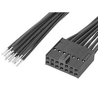 Molex 219659-1144 ການປະກອບສາຍສະເພາະຮູບສະເກດສີ່ມົນຍະກຳ Female-Pigtail (OTS) Cbl Assy Dual Row 600mm Tin Plating 14 Ckt Blk