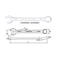 TOPTUL ACEB5656 ມາດຕະຖານ Combination Wrench Offset - SAE (1-3/4")