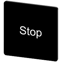 SIEMENS 3SU19000AE160DS0 ແຜ່ນປ້າຍ, ປ້າຍຈາລຶກ "ຢຸດ", ສີດໍາ 27 X 27MM, ຢຸດ