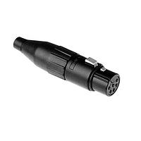 Amphenol Audio AC6AFBJ ຕົວເຊື່ອມສາຍສະເພາະ 6 ໂພນ XLR ຜູ້ຍິງ ຕົວເຊື່ອມສາຍສະເພາະ ຕິດຕໍ່ດ້ວຍການຂັດຈອກ ກວດສອບສາຍຂະໜາດໃຫຍ່ ສີດຳ